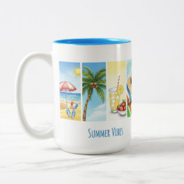 Café Em Dois Tons Caneca de Sublimação Vibrações de Verão Retrô na P