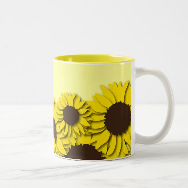 Café Em Dois Tons Caneca de Sunflower Field (Direita)