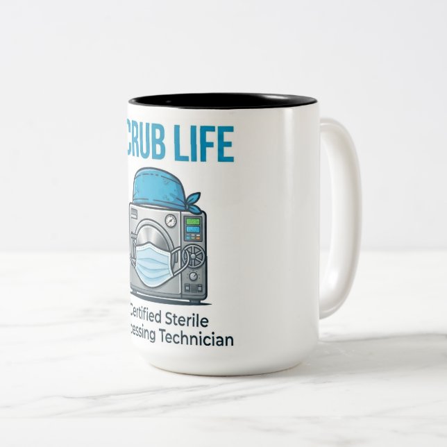 Café Em Dois Tons Caneca de Técnico de Processamento Estéril Scrub L (Frente Esquerda)