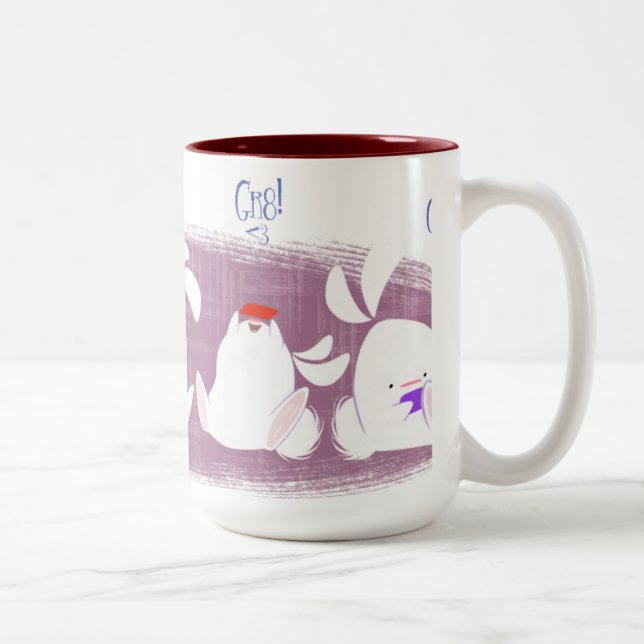 Café Em Dois Tons Caneca de Texting dos coelhos (rosa) (Direita)
