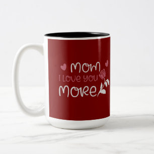 Café Em Dois Tons Caneca de Tipografia Coração Rosa Vermelha 'Mãe Eu