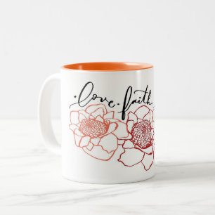 Café Em Dois Tons Caneca de Tocha de Gengibre de Amor Fé Aloha