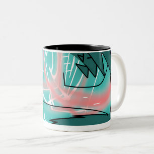 Café Em Dois Tons Caneca de Tração Abstrata
