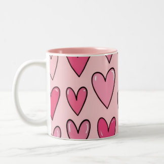 Café Em Dois Tons Caneca de Transbordamento de Coração Rosa | Rosa