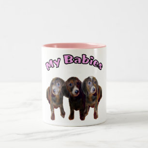 Café Em Dois Tons Caneca de três cães do Dachshund