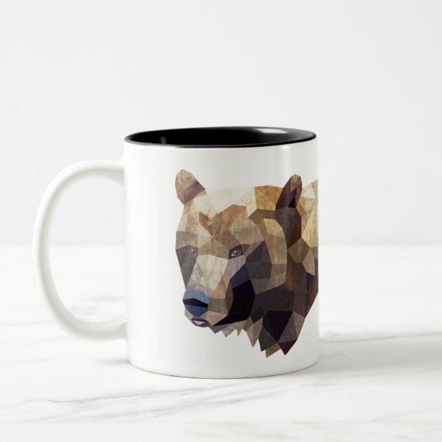 Café Em Dois Tons Caneca de urso geométrica (Esquerda)
