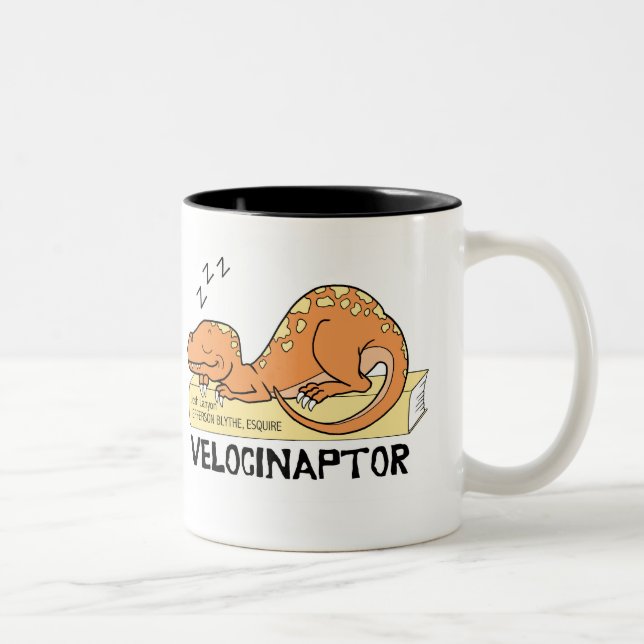 Café Em Dois Tons Caneca de Velocinaptor (Direita)