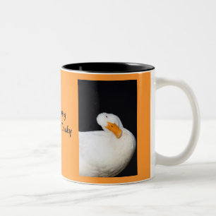 Café Em Dois Tons Caneca de viagem branca bonito do pato