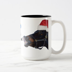 Café Em Dois Tons Caneca de viagem engraçada do Natal do cavalo