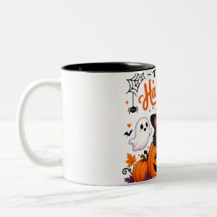 Café Em Dois Tons Caneca de Viagem Feliz Halloween Gato Fofo - Bruxa