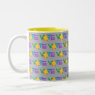 Café Em Dois Tons Caneca de Voto Sun / Diversão GOTV / Vote com o So