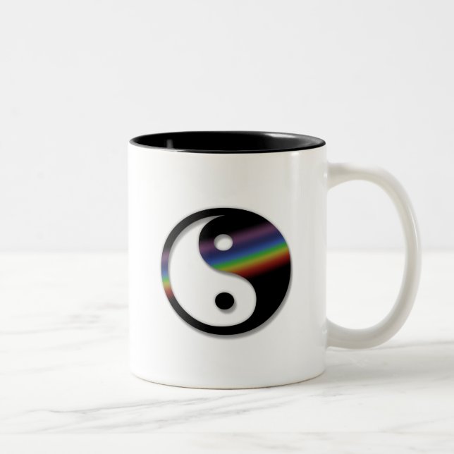 Café Em Dois Tons Caneca de Yin Yang do arco-íris (Direita)