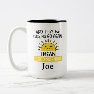 Café Em Dois Tons Caneca Divertida de Bom Dia Personalizada, Caneca