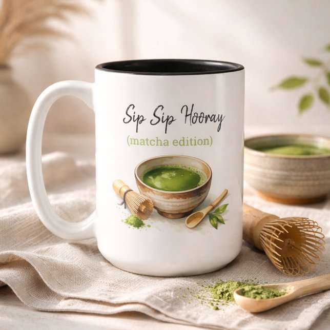 Café Em Dois Tons Caneca Divertida de Chá Verde Matcha para Amante d (Criador carregado)