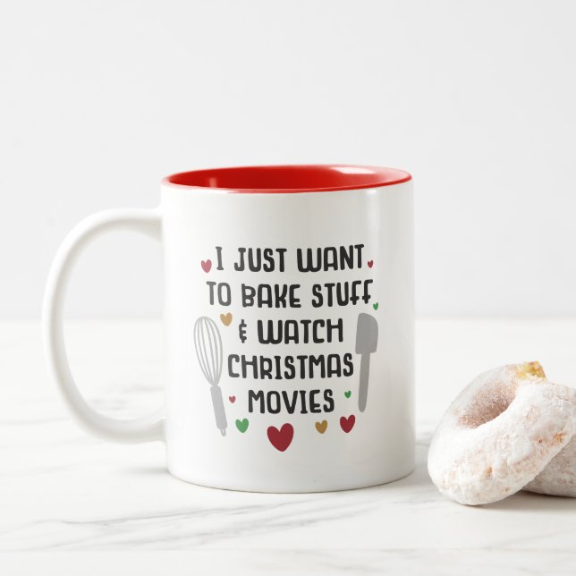 Café Em Dois Tons Caneca Divertida de Natal Só Quero Cozinhar e Assi (Com Donut)