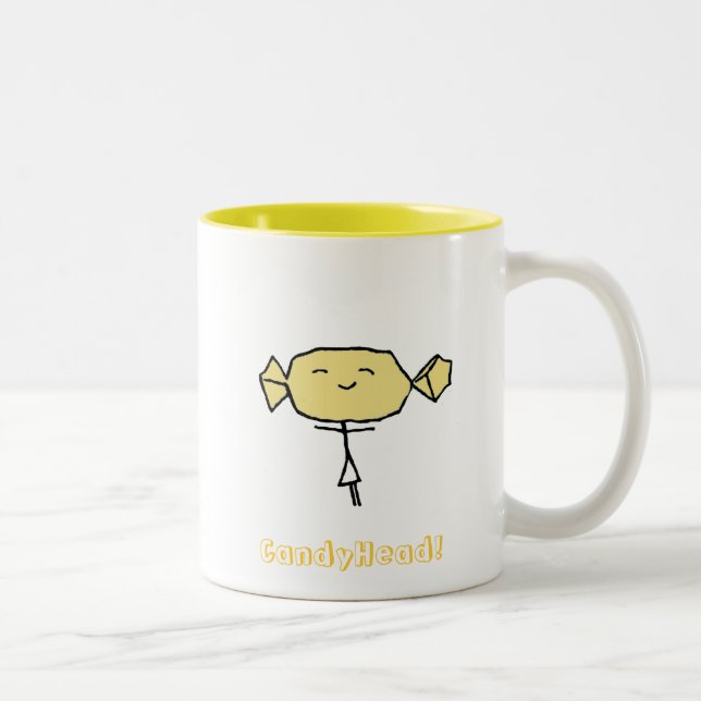 Café Em Dois Tons Caneca do amarelo da felicidade de CandyHead (Direita)