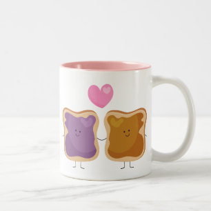 Café Em Dois Tons Caneca do amor da manteiga e da geléia de amendoi