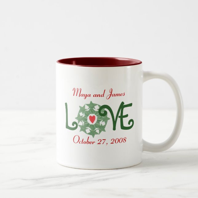 Café Em Dois Tons Caneca do amor de férias do Karate Kat (Direita)