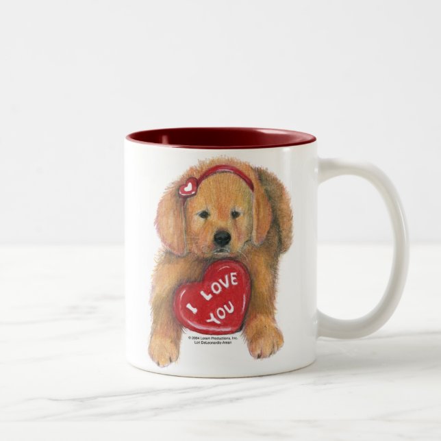 Café Em Dois Tons Caneca do amor de filhote de cachorro (Direita)