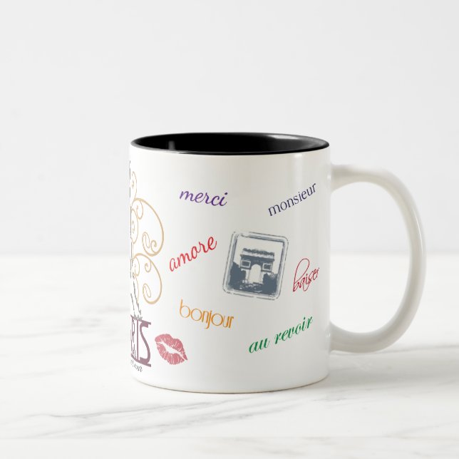 Café Em Dois Tons Caneca do amor de Paris "cidade" (Direita)