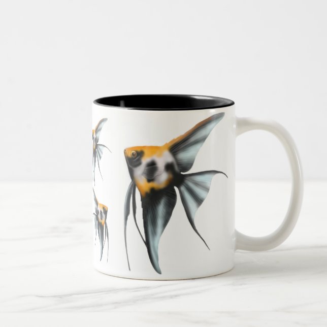 Café Em Dois Tons Caneca do Angelfish de Koi (Direita)
