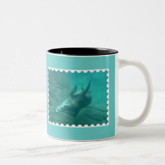 Café Em Dois Tons Caneca do Aqua dos leões de mar