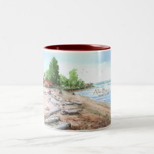 Café Em Dois Tons Caneca do Bathhouse da praia de Alki