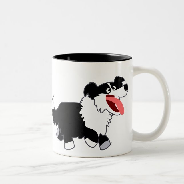 Café Em Dois Tons Caneca do Border Collie de Desenho Animado Fofo e  (Direita)