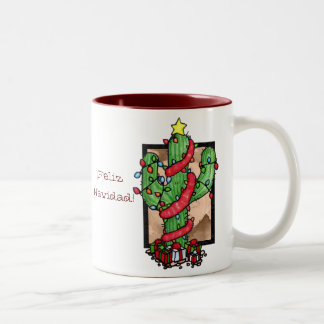 Café Em Dois Tons Caneca do cacto de Natal