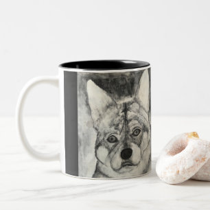 Café Em Dois Tons Caneca do cão do lobo do amor de filhote de