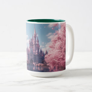 Café Em Dois Tons Caneca do Castelo de Contos de Fadas com Cerejeira