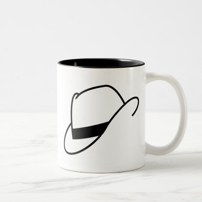 Café Em Dois Tons Caneca do chapéu de Fedora (Direita)