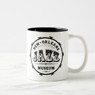Café Em Dois Tons Caneca do cilindro do museu do jazz de Nova