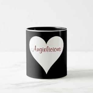 Café Em Dois Tons Caneca do coração de Angielicious