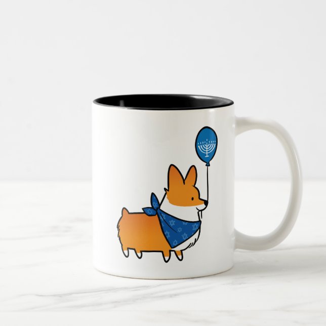 Café Em Dois Tons Caneca do Corgi de Hannukah (Direita)
