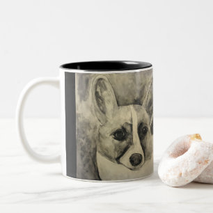 Café Em Dois Tons Caneca do Corgi do amor de filhote de cachorro