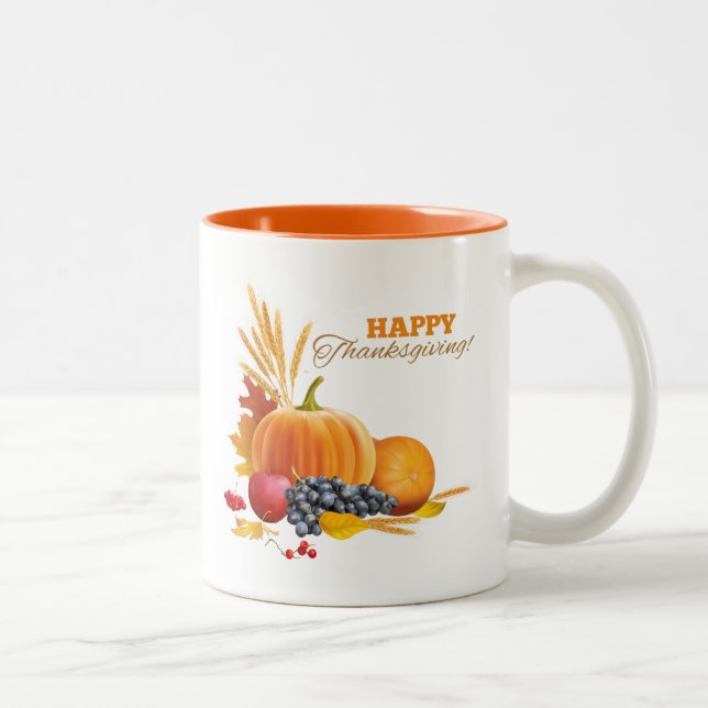Café Em Dois Tons Caneca do Dia de Ação de Graças (Direita)