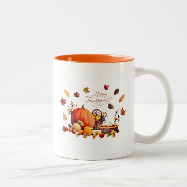 Café Em Dois Tons Caneca do Dia de Ação de Graças (Direita)