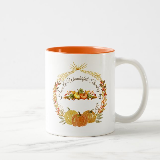 Café Em Dois Tons Caneca do Dia de Ação de Graças (Direita)