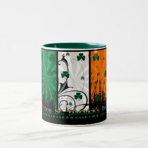 Café Em Dois Tons Caneca do dia de St Patrick com cores irlandesas