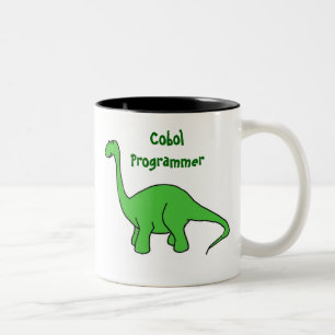 Café Em Dois Tons Caneca do dinossauro do programador de BP Cobol