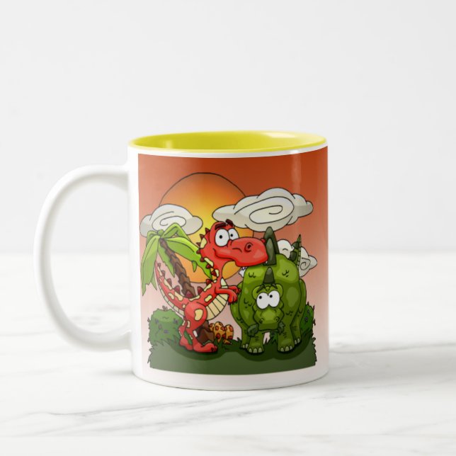 Café Em Dois Tons Caneca do divertimento de Dino (Esquerda)
