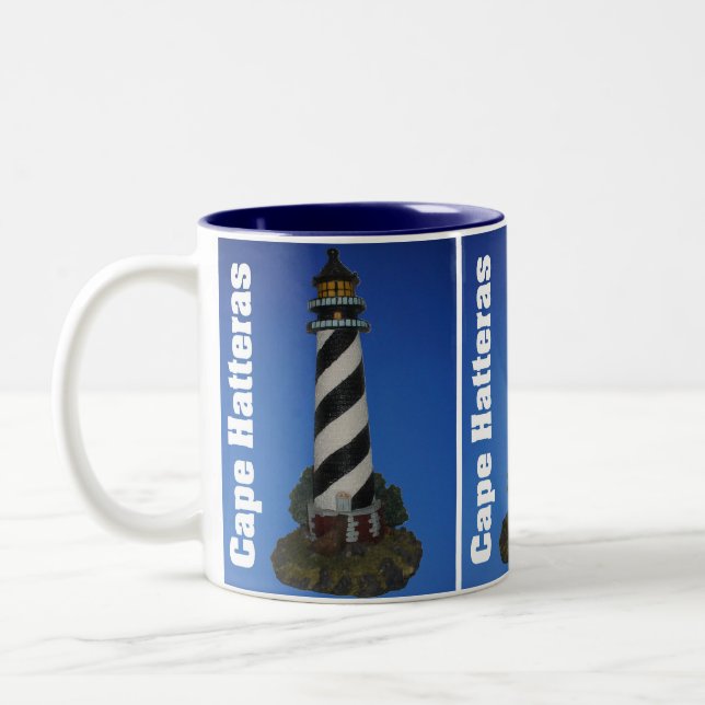 Café Em Dois Tons Caneca do farol de Hatteras do cabo (Esquerda)