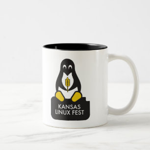 Café Em Dois Tons Caneca do Fest de Kansas Linux