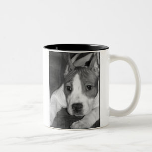 Café Em Dois Tons Caneca do filhote de cachorro de Pitbull