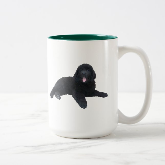 Café Em Dois Tons Caneca do filhote de cachorro de Terra Nova (Direita)