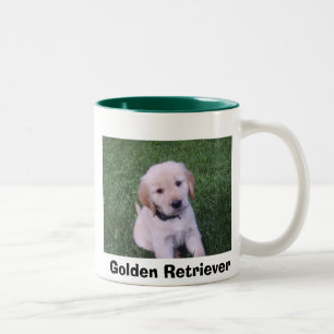 Café Em Dois Tons Caneca do filhote de cachorro do golden retriever