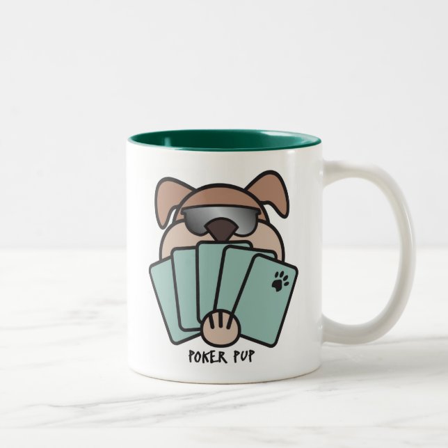 Café Em Dois Tons Caneca do filhote de cachorro do póquer (Direita)