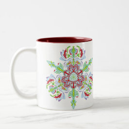 Café Em Dois Tons caneca do floco de neve do ~Floral~