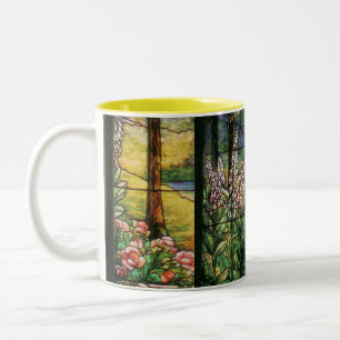 Café Em Dois Tons Caneca do jardim do vitral de Tiffany
